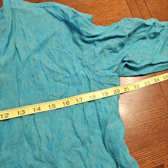 Flax Button Front 100% Linen Top Small - Picture 9 of 10